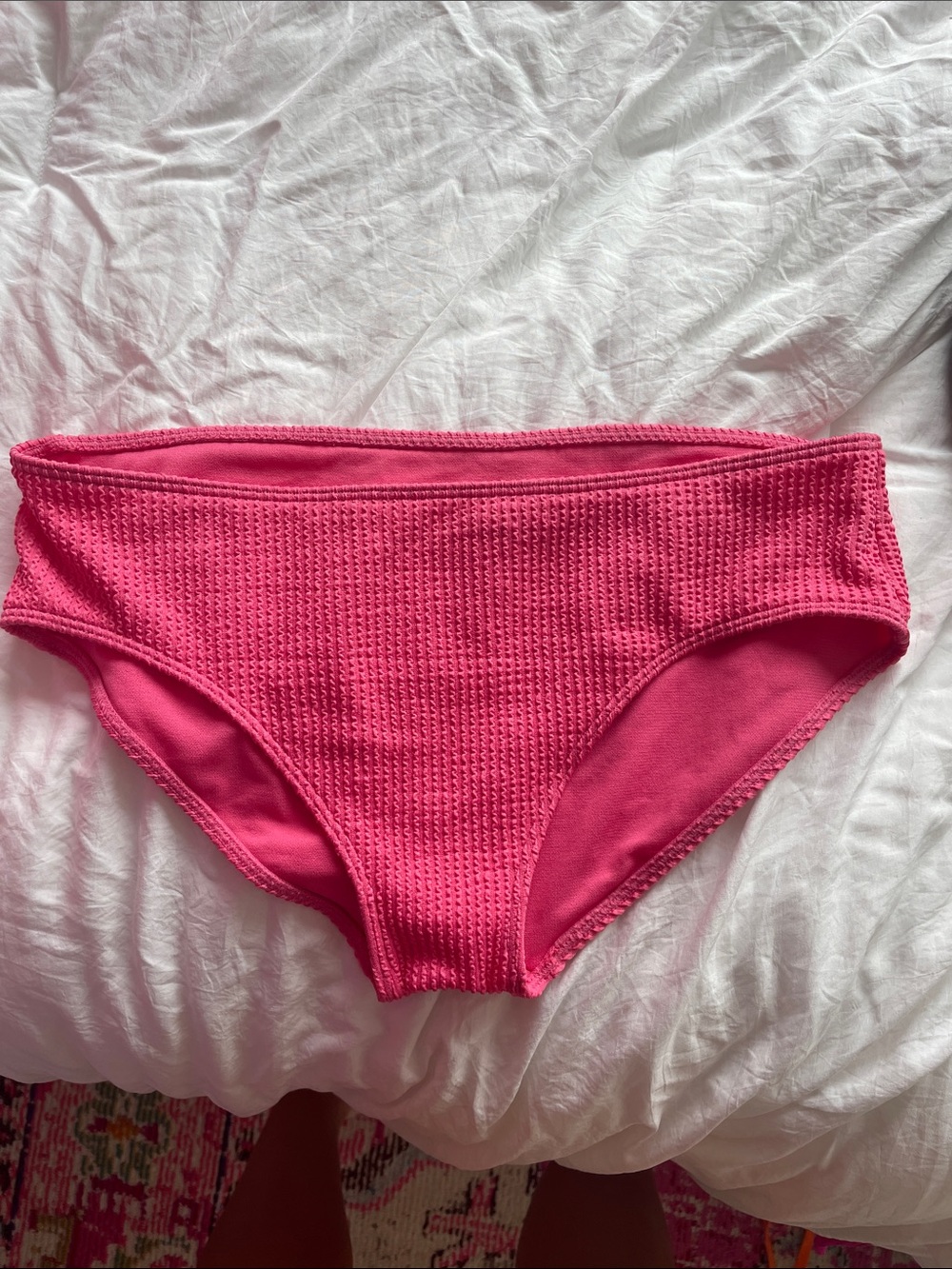 Adore Me Hot Pink Textured Bikini Bottom